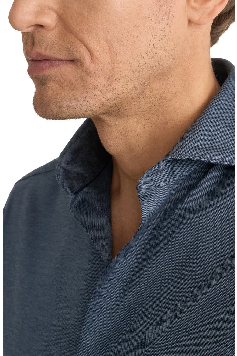 Slim Fit Filo di Scozia Cotton Jacquard Dress Shirt, Alternate, color, BLUE