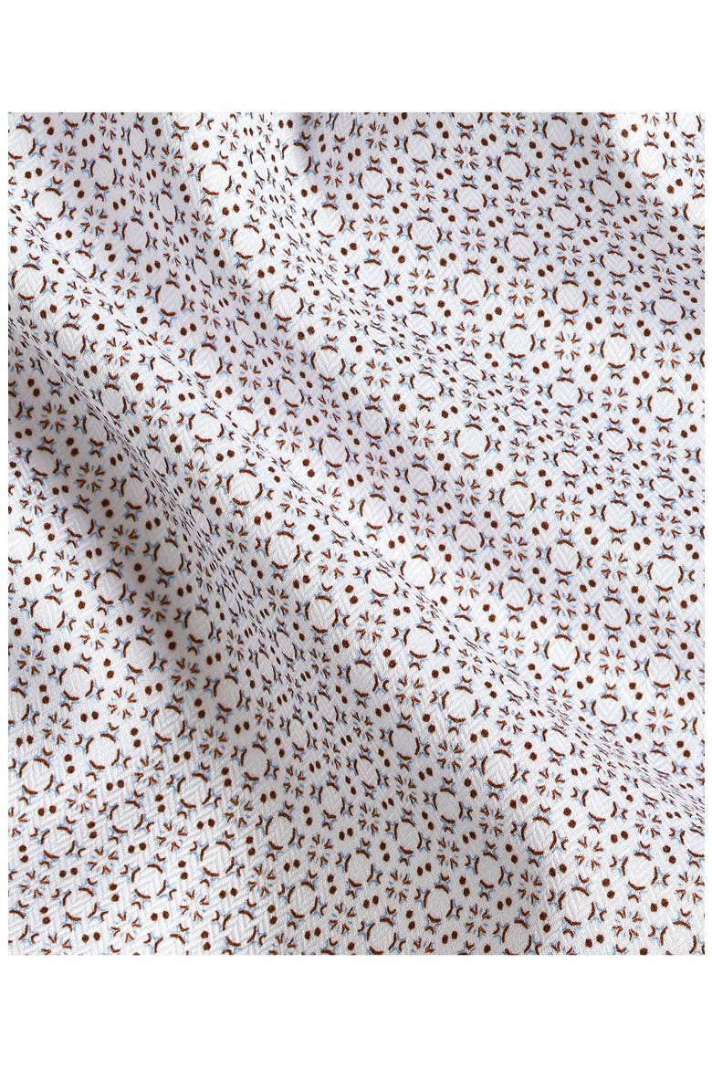 Trim Fit Geometric Print Cotton Dress Shirt, Alternate, color, WHITE/ CHOCOLATE