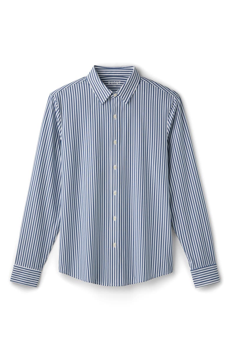 Rhone Commuter Slim Fit Stripe Performance Button-Up Shirt, Alternate, color, Navy/ White Vintage Stripe