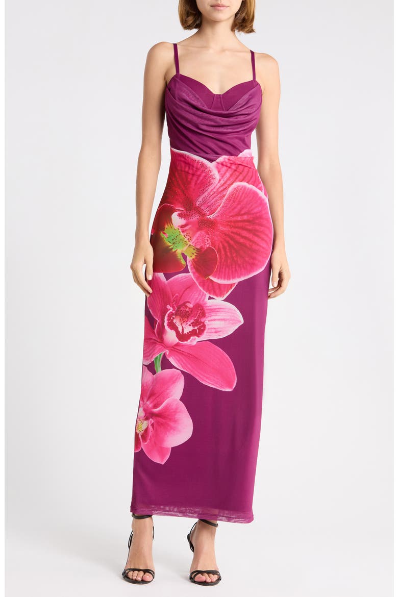 Cowl Neck Maxi Dress, Main, color, PURPLE PINK