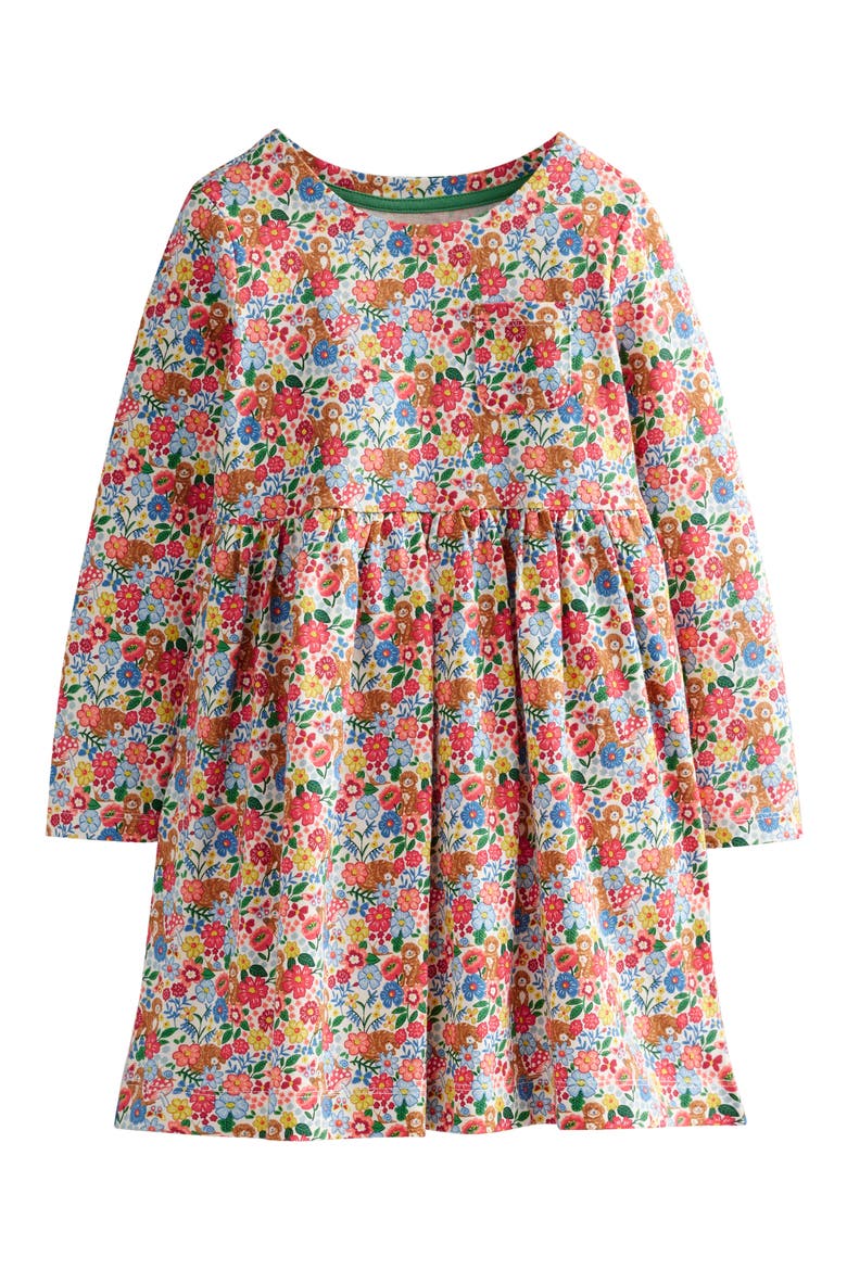 Kids' Floral Long Sleeve Cotton Jersey Dress, Main, color, MULTI PUPS