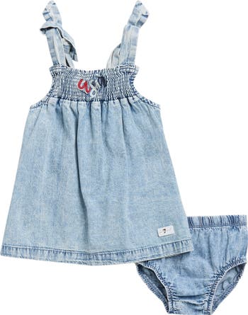 denim flower dress Klesis Cyrus Denim Ruffle Dress Denim / Medium