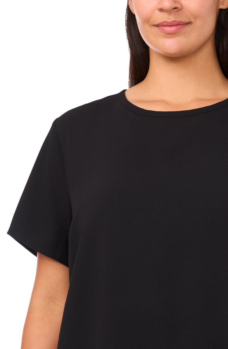 CeCe Wavy Rhinestone Hem Crepe Top, Alternate, color, Rich Black