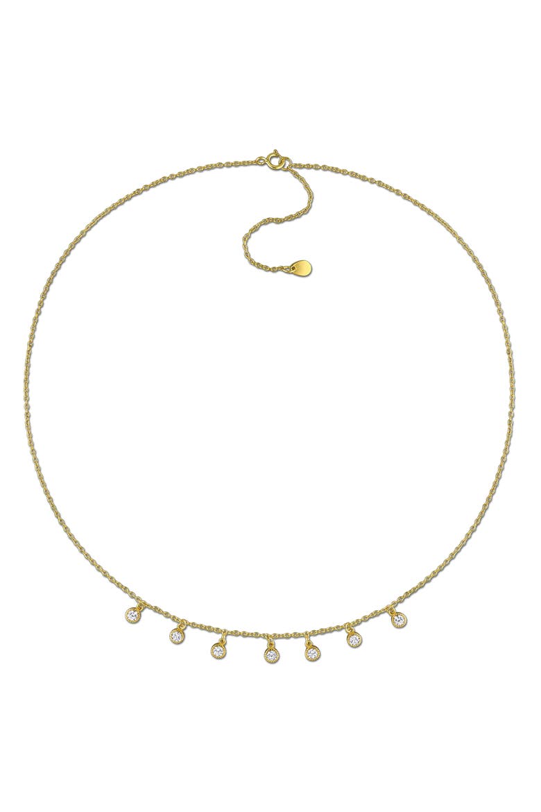 Lab-Created White Sapphire Station Necklace, Alternate, color, Gold-Plated