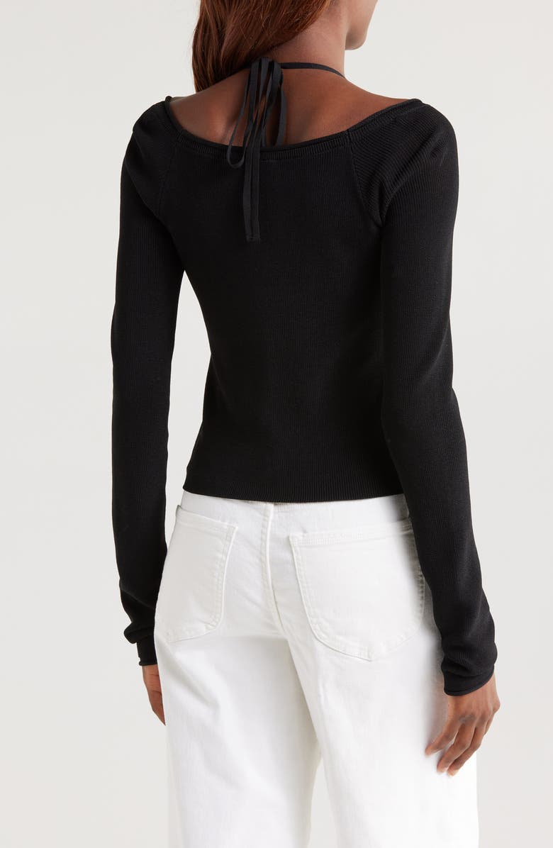 Good American Rib Off the Shoulder Top, Alternate, color, Black