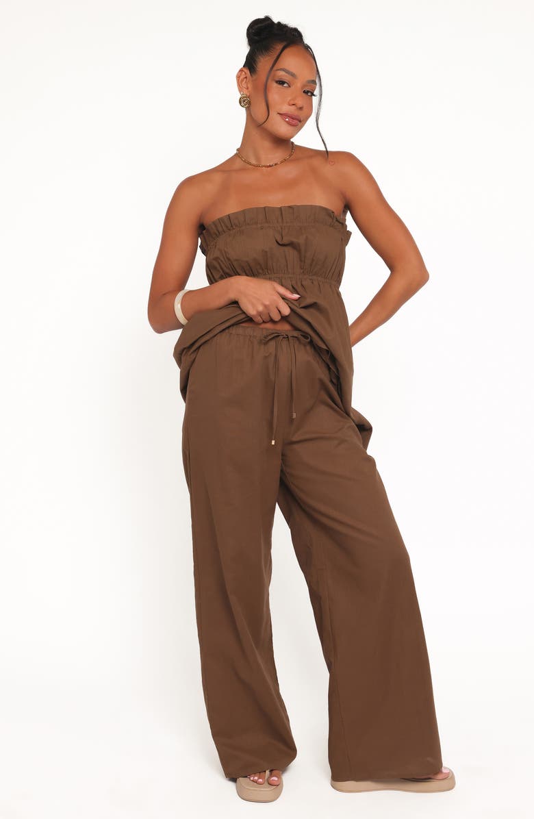 Petal & Pup Ember Wide Leg Cotton & Linen Drawstring Pants, Alternate, color, Brown