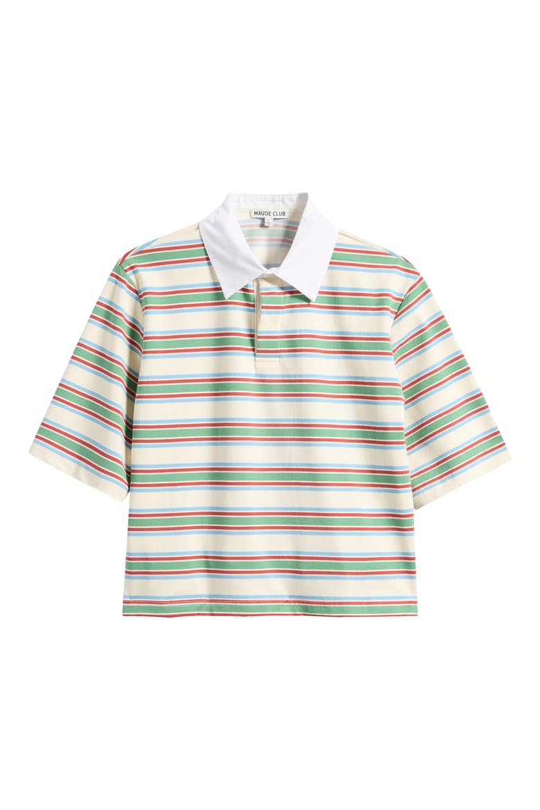 Frankie Stripe Stretch Cotton Polo, Alternate, color, IVORY GREEN STRIPE