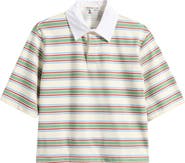 MAUDE CLUB Frankie Stripe Stretch Cotton Polo