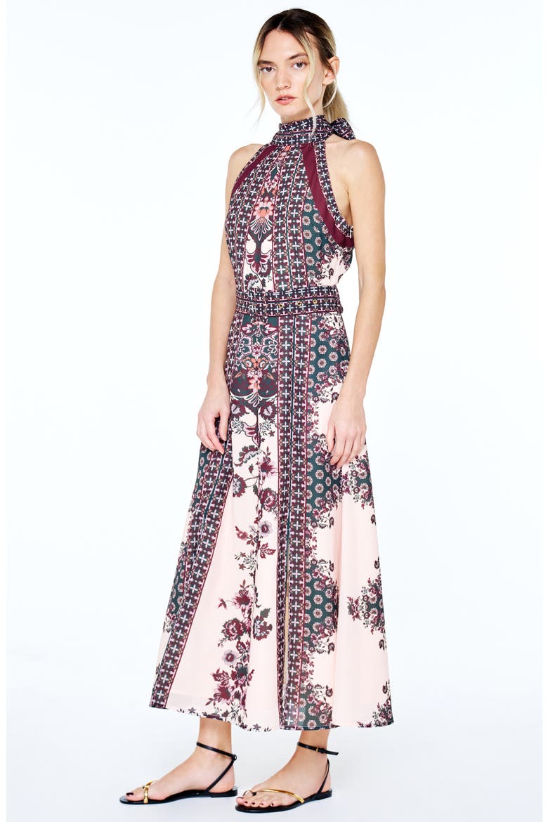Peta Floral Halter Neck Midi Dress, Alternate, color, GREEN MULTI