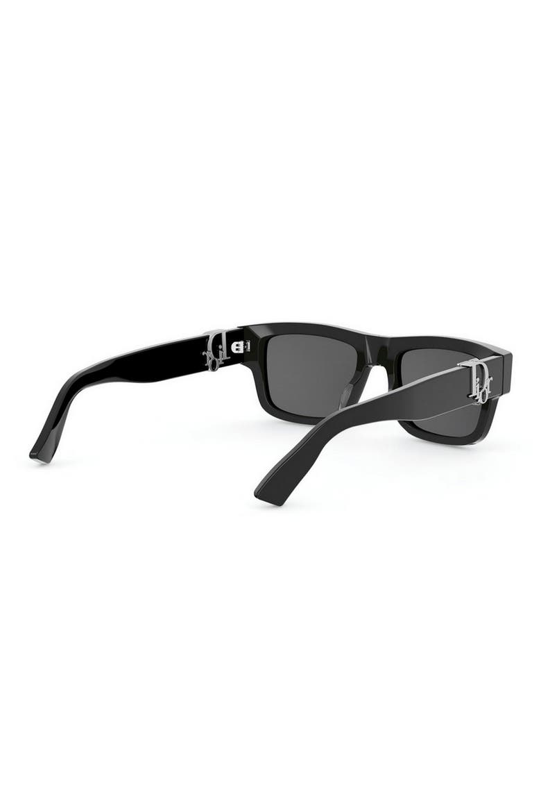 'DiorOblique S3I 52mm Rectangular Sunglasses, Alternate, color, SHINY BLACK / SMOKE