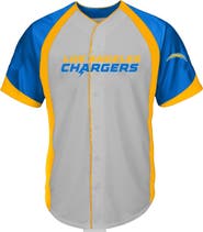FANATICS Men's Fanatics  Gray Los Angeles Chargers Big & Tall Button-Up Raglan Fashion Top