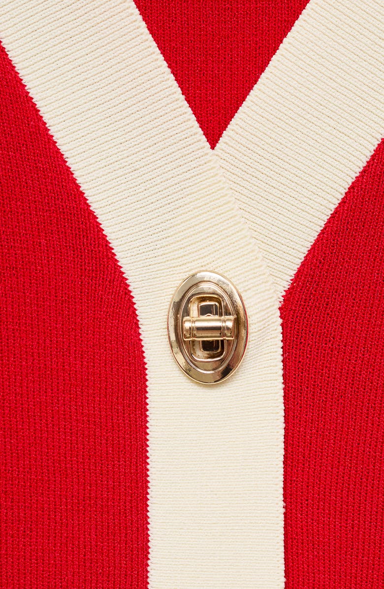 MANGO Contrast Trim Cardigan, Alternate, color, Red