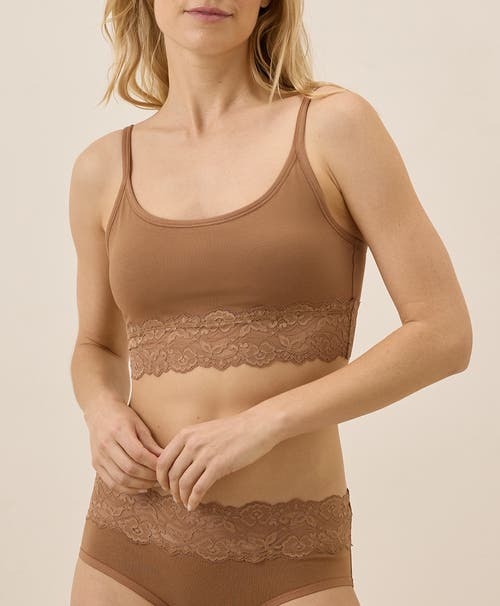Pact Organic Cotton Lace Smooth Cup Bralette In Brown