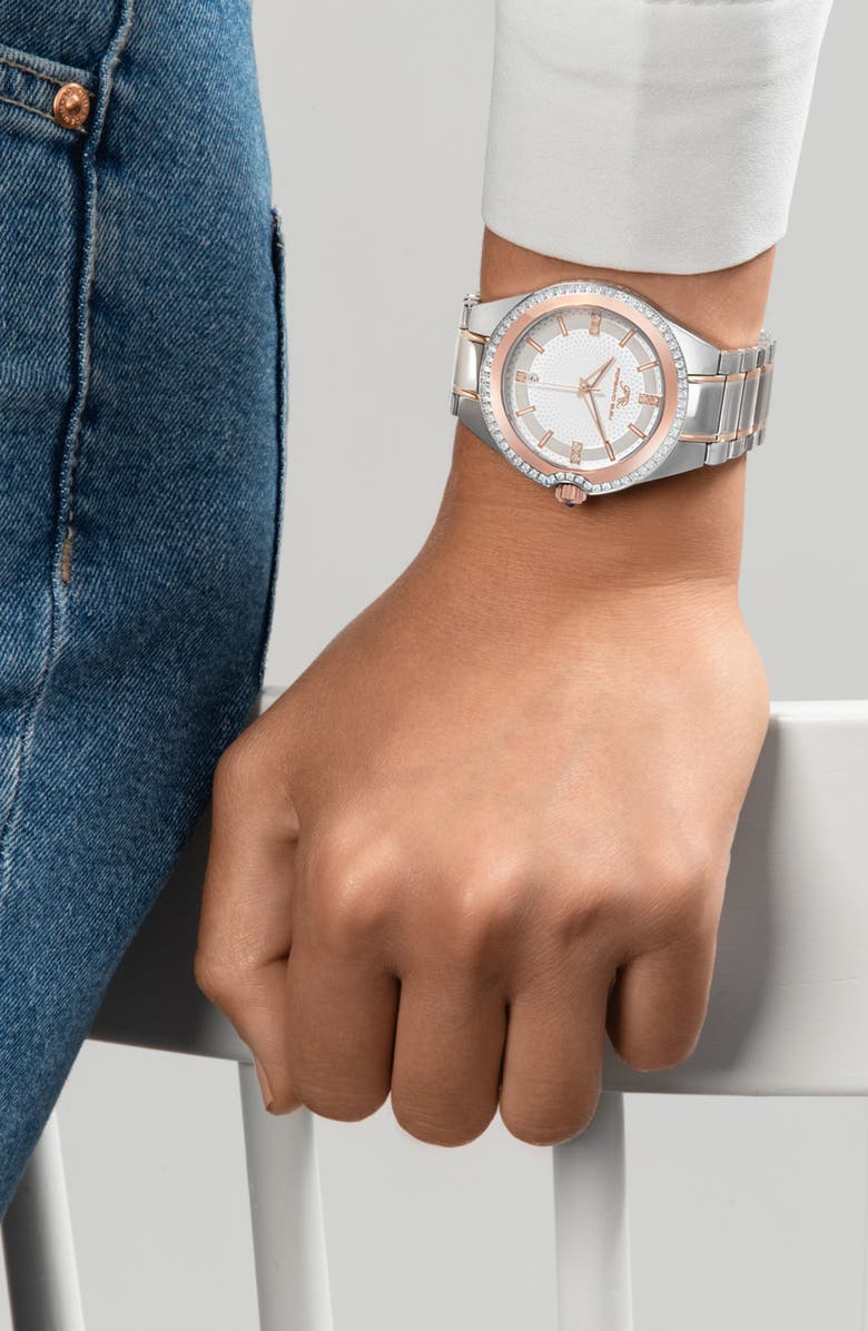 PORSAMO BLEU Women's Guilia Interchangeable Bracelet Watch, 37mm, Alternate, color, Rose/ Silver/ White