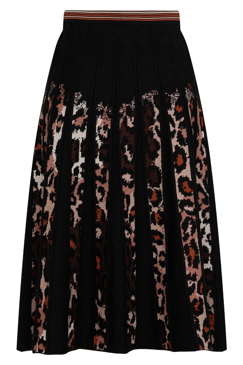 Hutch Animal Print Pleated Sweater Skirt, Alternate, color, JUNGLE CAT SM/BLACK