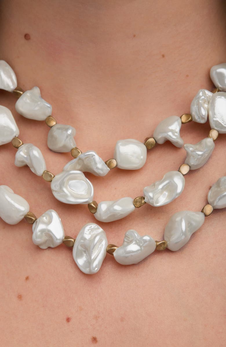 SAACHI Seashell Pearl Layered Necklace, Alternate, color, Ivory