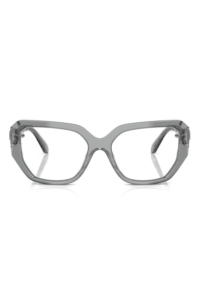 Swarovski 55mm Geometric Optical Glasses, Main, color, Transparent Grey