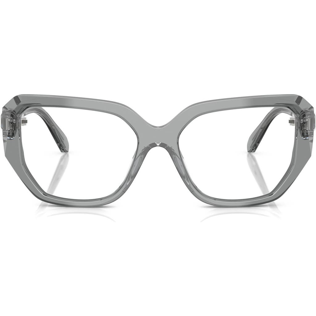 Swarovski 55mm Geometric Optical Glasses In Transparent Grey