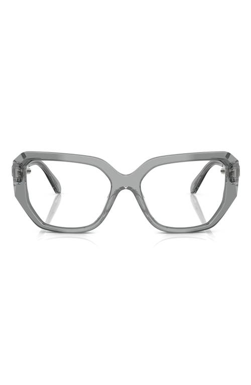 Swarovski 53mm Geometric Optical Glasses In Transparent Grey