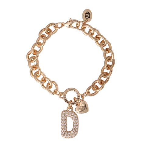 Pavé Initial Charm Bracelet, 7.5'' Gold Tone Link