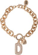 Juicy Couture Pavé Initial Charm Bracelet, 7.5'' Gold Tone Link