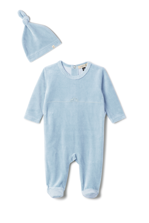 Boy Rocking Horse Stretch Romper with Matching Hat
