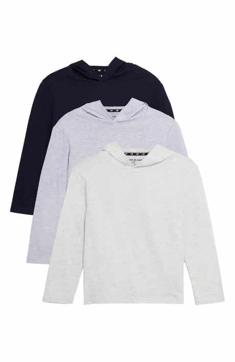 Kids' 3-Pack Hooded Long Sleeve Cotton T-Shirts