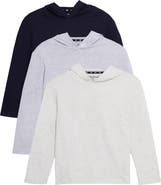 XRAY Kids' 3-Pack Hooded Long Sleeve Cotton T-Shirts