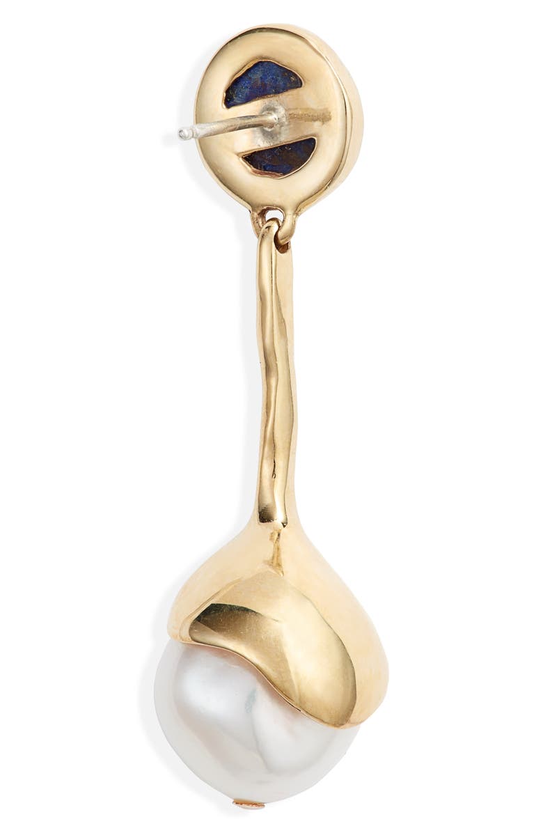 FARIS Sappho Drop Earrings, Alternate, color, Bronze / Lapis / Pearl