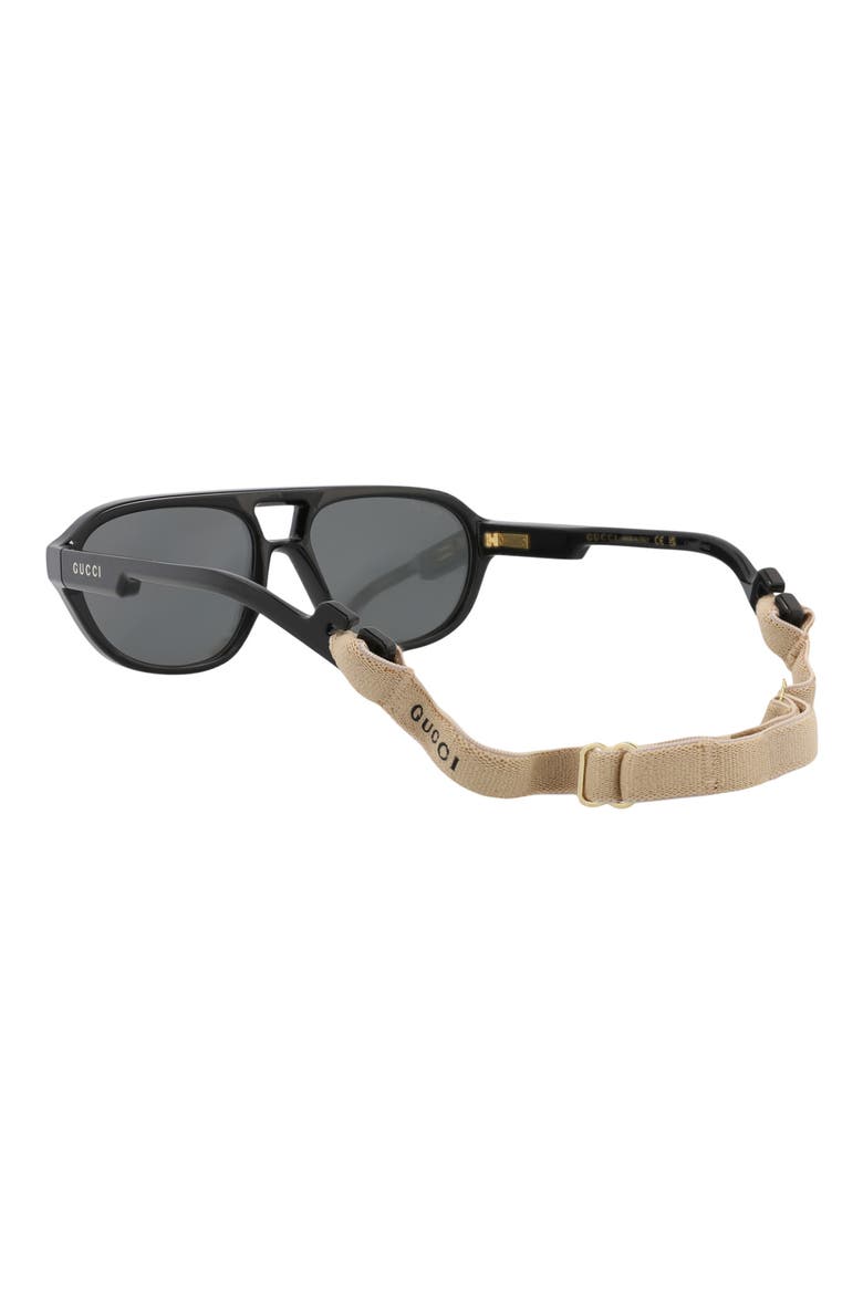 58mm Aviator Sunglasses, Alternate, color, BLACK BLACK SILVER