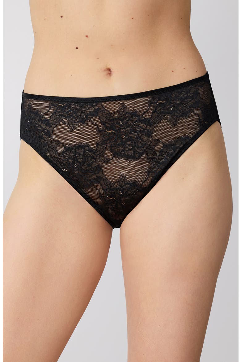Full Bloom High Cut Panties, Main, color, BLACK
