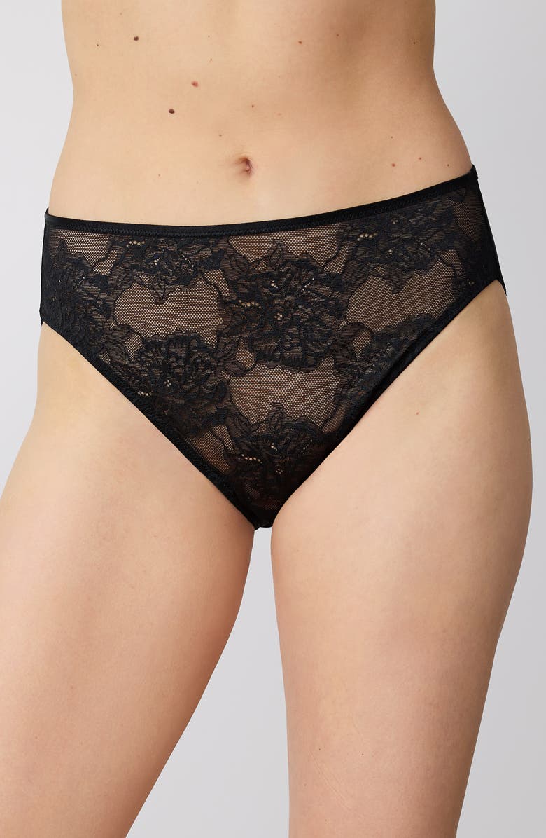 Wacoal Full Bloom High Cut Panties, Main, color, Black