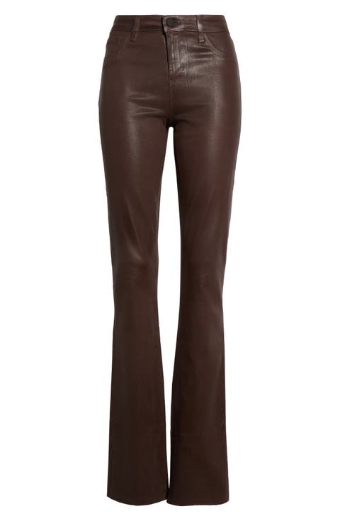 Ruth Coated High Waist Raw Hem Straight Leg Jeans