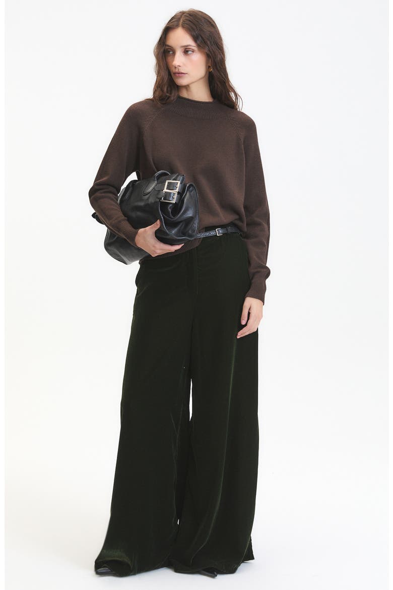 Daisy Velvet Wide Leg Pants, Alternate, color, BASIL GREEN