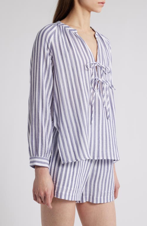 Rails Brielle Stripe Organic Cotton Gauze Tie Neck Top In Admiral Stripe
