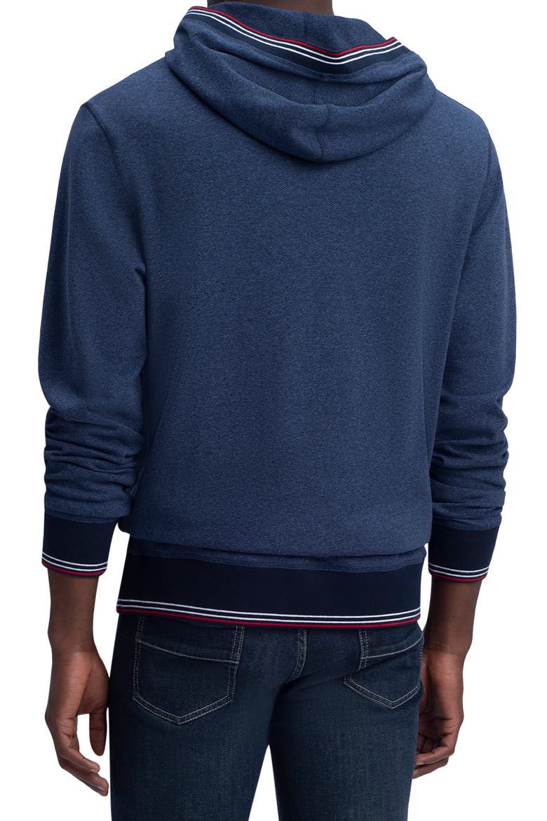 Stripe Trim Cotton Hoodie, Alternate, color, DENIM