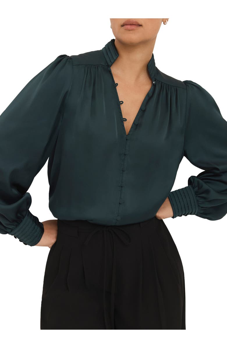 MINT VELVET Satin Long Sleeve Blouse, Alternate, color, Green