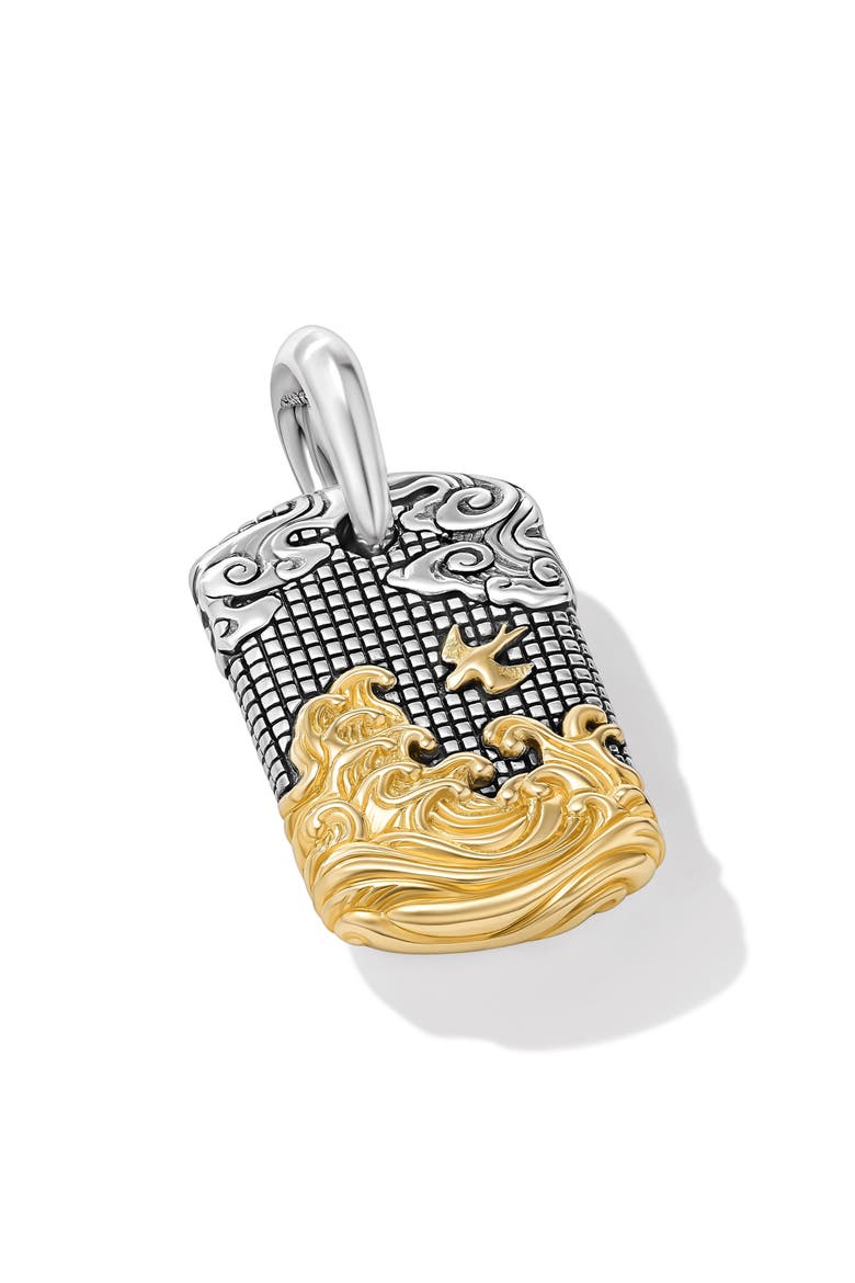 Waves Tag Enhancer in Sterling Silver, 27mm, Alternate, color, STERLING SILVER/ YELLOW GOLD