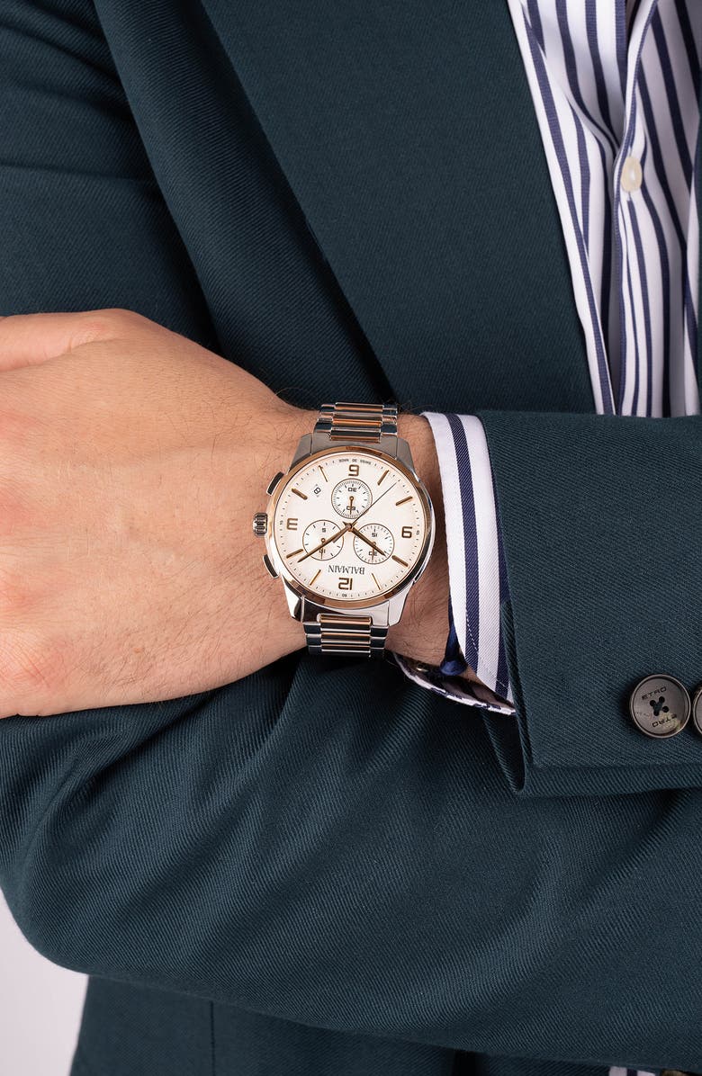 BALMAIN WATCHES Madrigal Chronograph Two-Tone Bracelet Watch, 42mm, Alternate, color, Two Tone