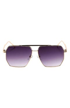 Purple Lens Aviator Sunglasses For Women Men | Silver Metal Frame 90s Style UVB Protection | OWL