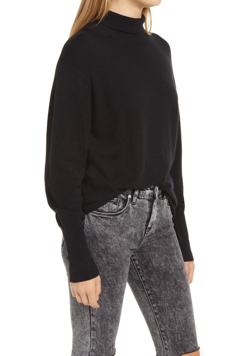 Mock Neck Sweater, Alternate, color, BLACK