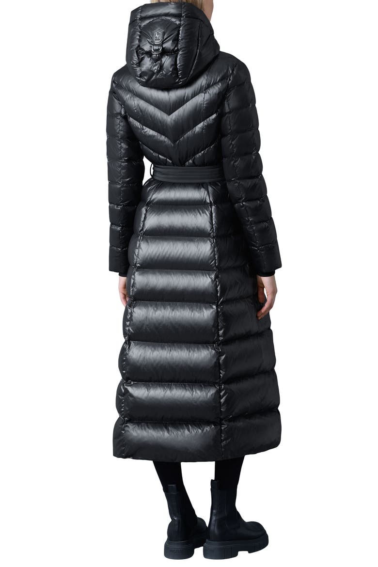 Calina Lustrous Water Repellent Down Coat, Alternate, color, BLACK
