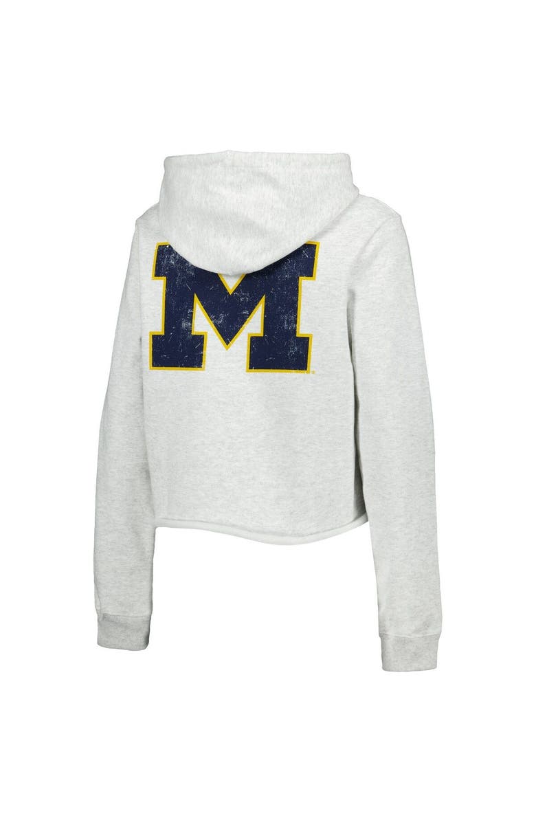 LEAGUE COLLEGIATE WEAR Women's League Collegiate Wear Ash Michigan Wolverines 2-Hit 1636 Cropped Pullover Hoodie, Alternate, color, 