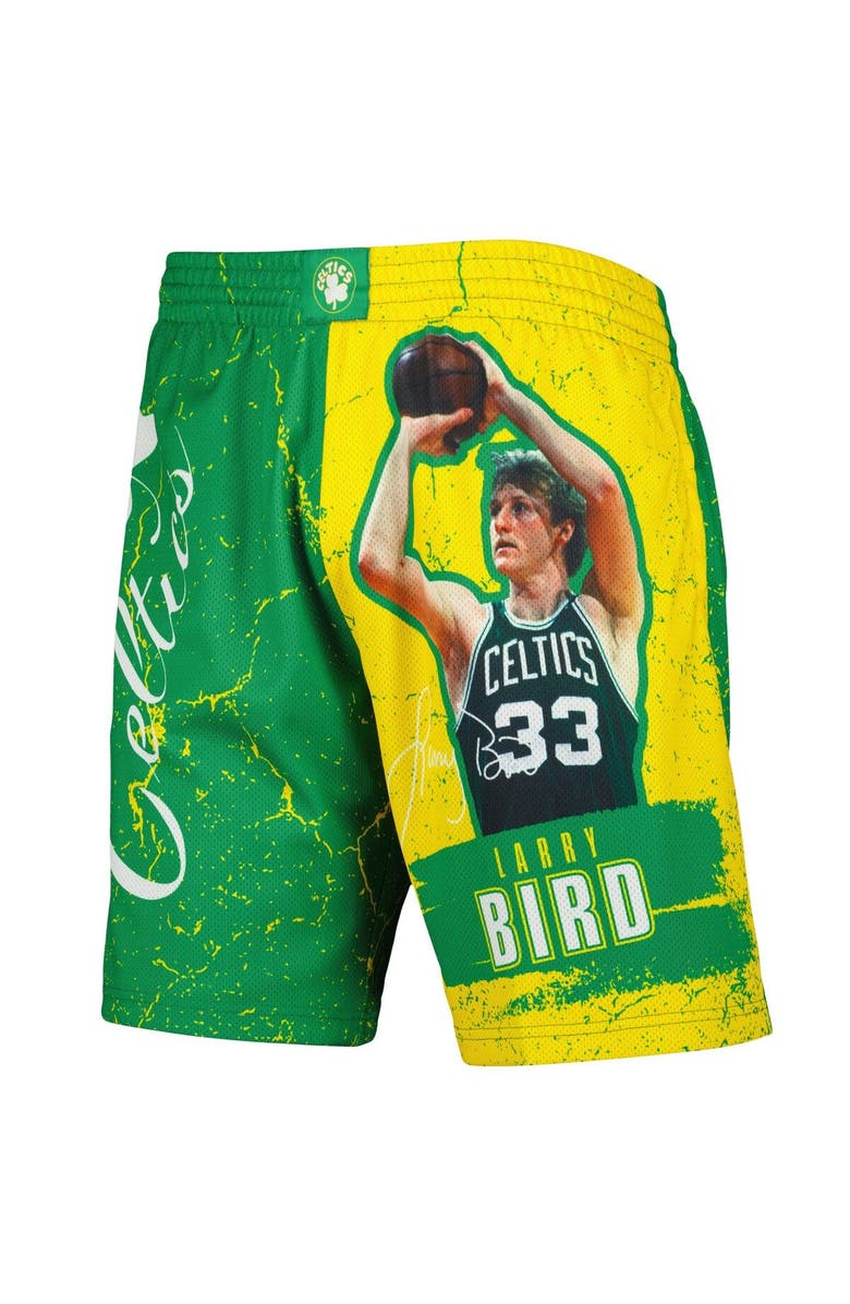 Mitchell & Ness Men's Mitchell & Ness Larry Bird Green Boston Celtics Hardwood Classics Player Burst Shorts, Alternate, color,