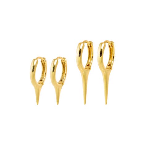 Solid Elongated Spike Huggie Earring Combo Set