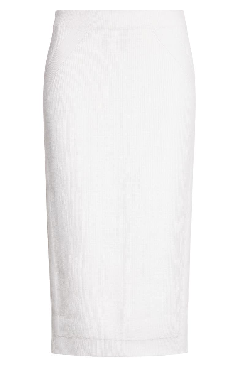 ST. JOHN Rib Knit Midi Skirt, Alternate, color, Bright White