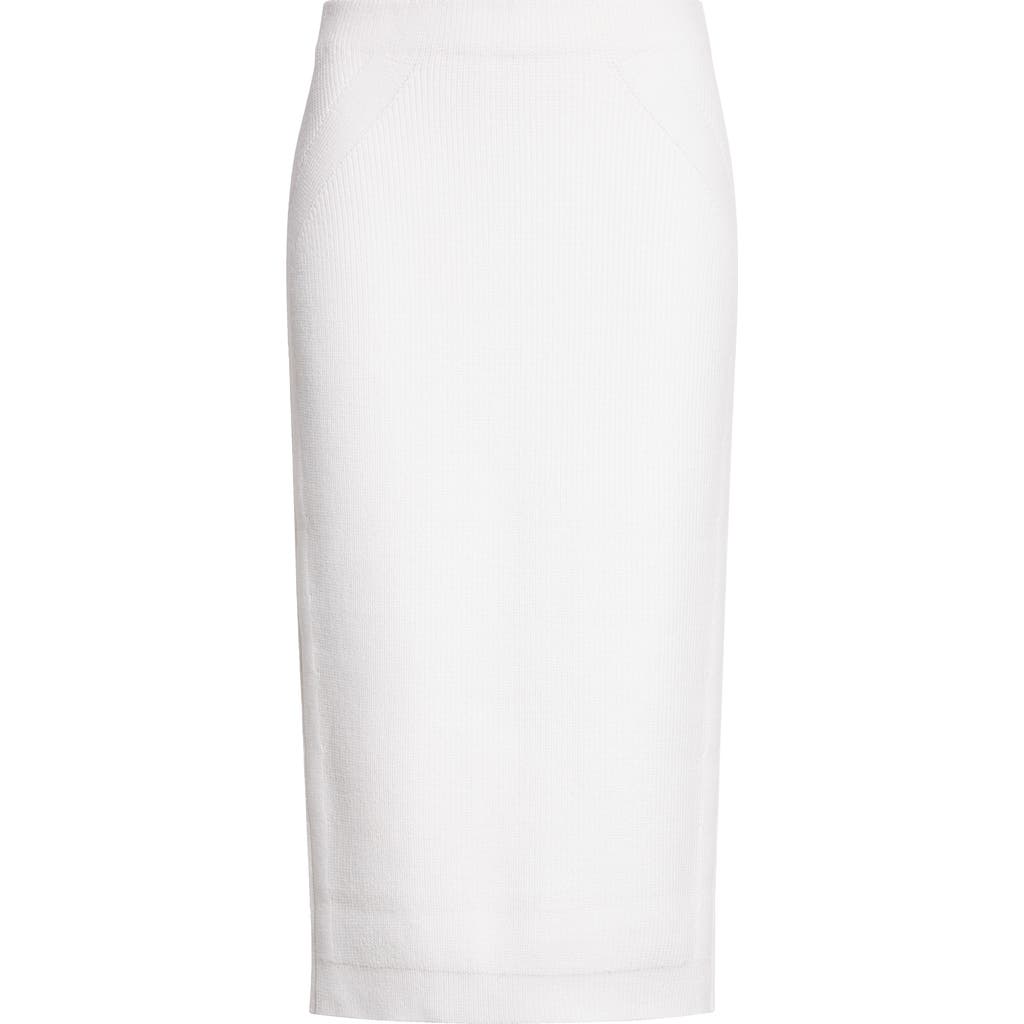 St John St. John Rib Knit Midi Skirt In White