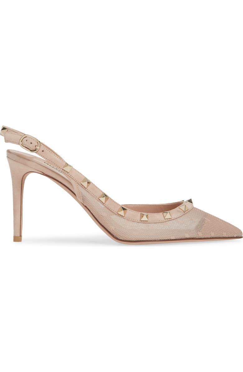 Valentino Garavani Rockstud Mesh Slingback Pointed Toe Pump, Alternate, color,