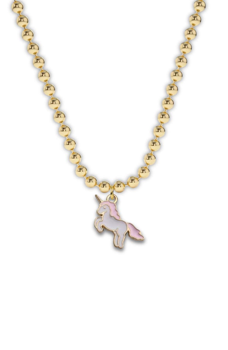 Little Miss Zoe Pink Unicorn Charm Necklace, Alternate, color, Pink