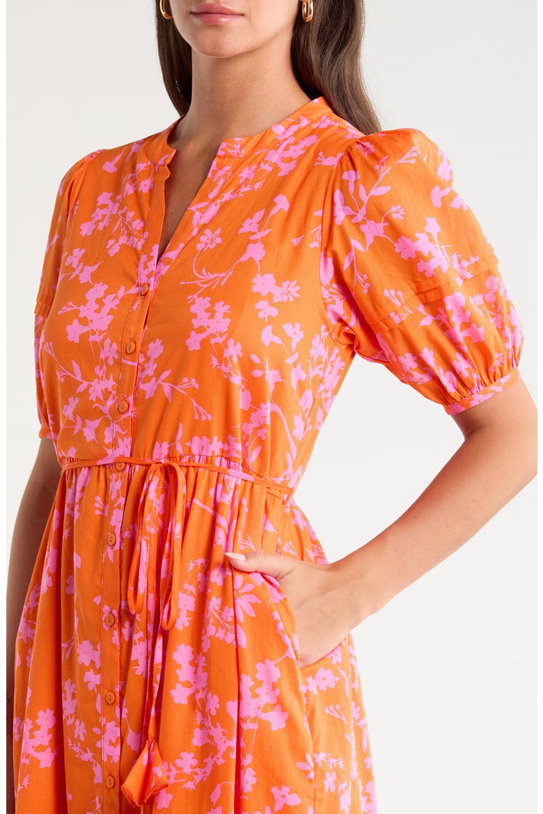 Lizeth Floral Cotton Shirtdress, Alternate, color, ORANGE-PINK
